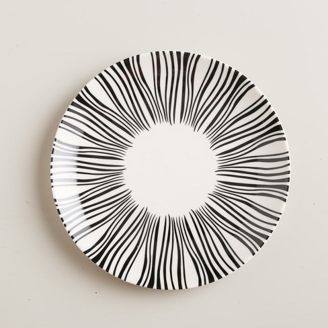 Geometric pattern ceramic plate