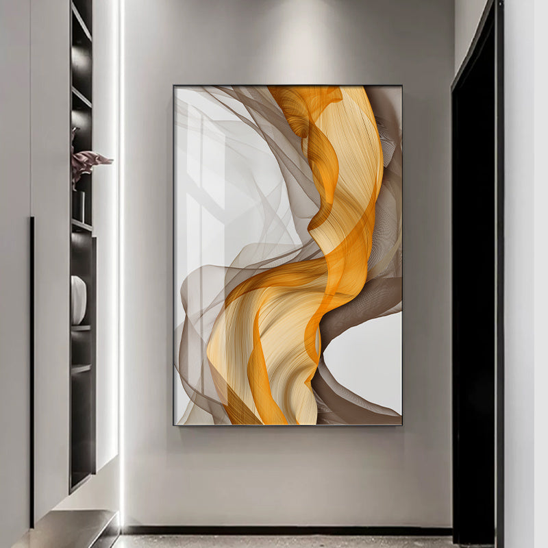 Abstract Yellow Grey Canvas Painting
