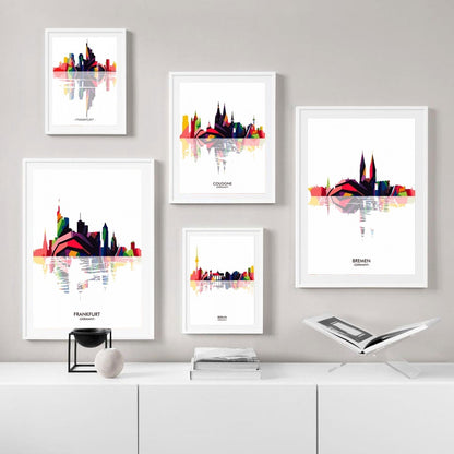 City Landscape Silhouette Abstract Painting