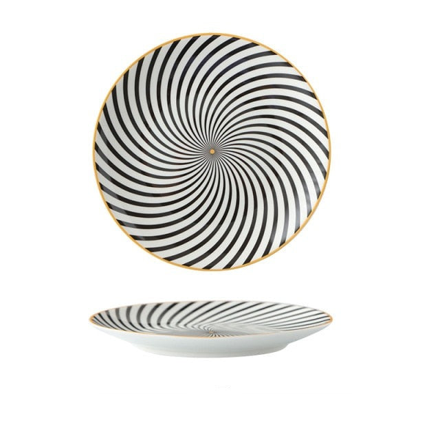 Geometric pattern ceramic plate